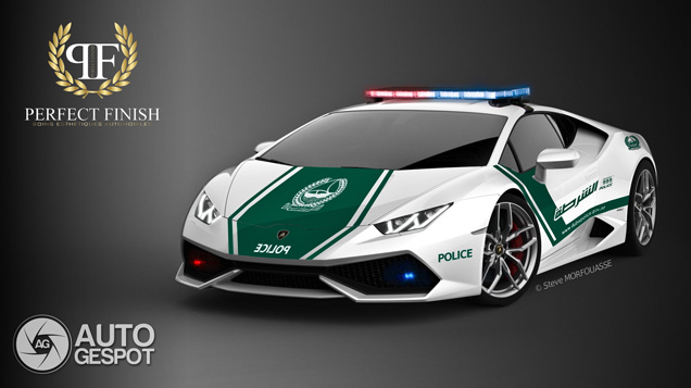 Rendering van Lamborghini Huracán in politie outfit!